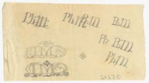 Kalligrafie- und Ornamentstudien : Teils perspektivisch gezeichnete Studien zu phm; Monogrammstudien zu P M