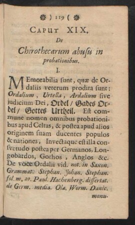 Caput XIX. De chirothecarum abusu in probationibus.