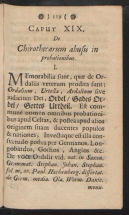 Caput XIX. De chirothecarum abusu in probationibus.