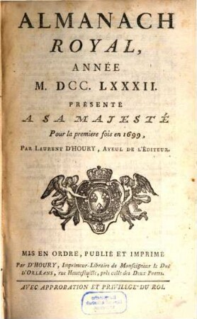 Almanach royal. 1782