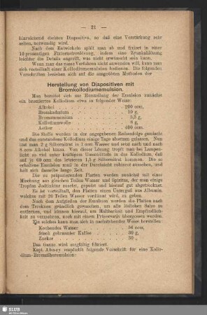 Herstellung von Diapositiven mit Bromkollodiumemulsion