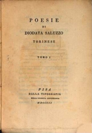 Poesie Di Diodata Saluzzo Torinese. 1