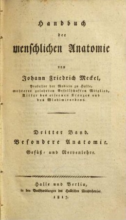 Handbuch der menschlichen Anatomie, 3. Besondere Anatomie