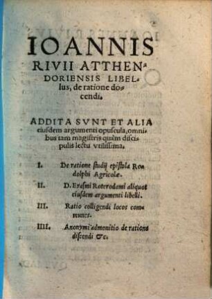Ioannis Rivii libellus, de ratione docendi