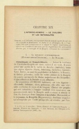 Chapitre XIX L'Autriche-Hongrie – Le dualisme et les nationalités