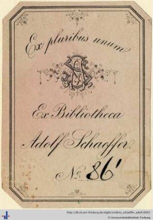[Provenienz]: Schaeffer, Adolf