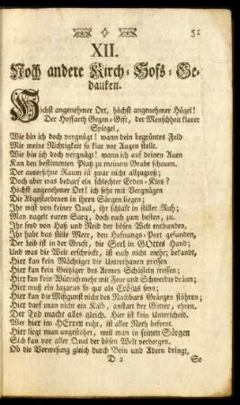 XII. Noch andere Kirch-Hofs-Gedanken