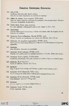 Dessins, Estampes, Gravures (Nr. 220-411)