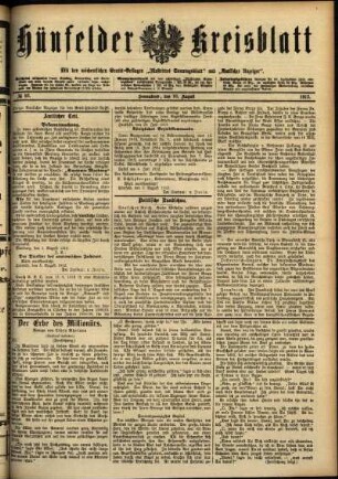 Ausgabe vom Samstag, den 10. August 1912.