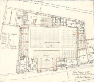 Fischer, Theodor; Worms; Cornelianum - Bestuhlungsplan (Grundriss)
