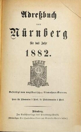 Adreßbuch von Nürnberg. 1882