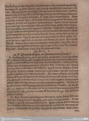 QUAEST. V. An & Quomodo Magnes ad septentrionem severtat?