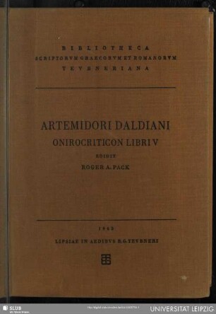 Artemidori Daldiani Onirocriticon libri V