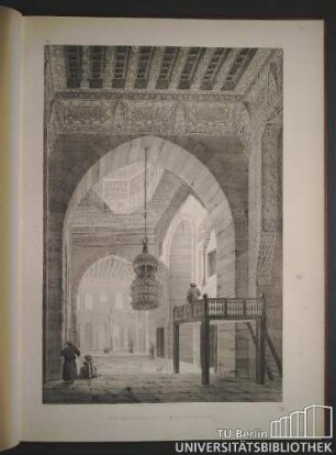 84 (XXXV. XIV.). Vue intérieure de la mosquée Kaid-Bey. p. coste del. Imp: chez, L. Letronne. 15. Quai Voltaire. Hibon SC.