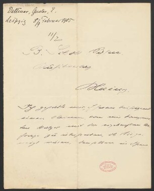 Brief an B. Schott's Söhne : 08.02.1905