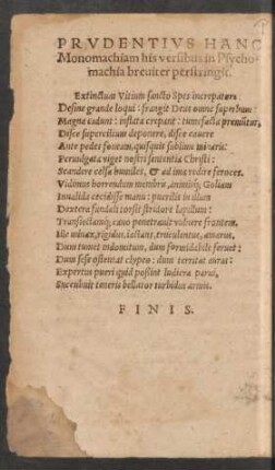 Prudentius Hanc Monomachiam his versibus in Psychomachia breviter perstringit.
