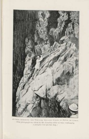 Author ascending the vertical volcanic cliffs of Penon de Coron