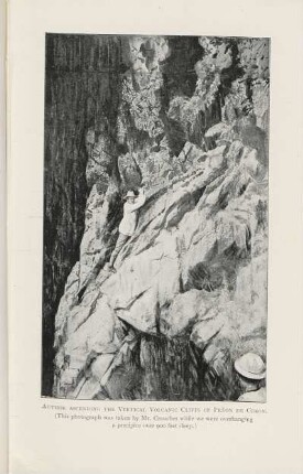Author ascending the vertical volcanic cliffs of Penon de Coron