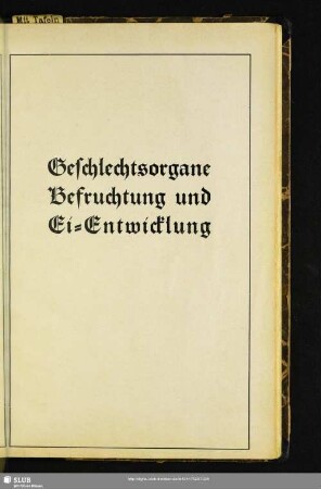 Geschlechtsorgane Befruchtung und Ei-Entwicklung