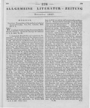 Transactions of the Medical and Physical Society of Calcutta. Vol. VII. Calcutta: 1835