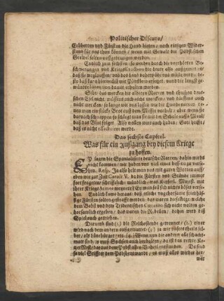 Das sechste Capitel. Was für ein Außgang bey diesem Kriege zu hoffen.