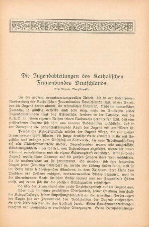 Die Jugendabteilungen des Katholischen Frauenbundes Deutschlands