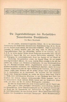 Die Jugendabteilungen des Katholischen Frauenbundes Deutschlands
