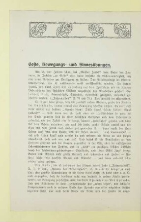Geste, Bewegungs- und Sinnesübungen