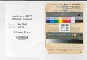 Entnazifizierung Franz Schwerm , geb. 13.10.1895 (Kaufmann)