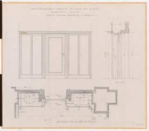 Preußischer Landtag, Berlin Umbau zum »Haus der Flieger«: Umbau Stabsamt, Raum 8 und 9 (Tür und Wandverkleidung): Ansicht, Schnitt, Grundriss 1:10