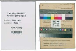Entnazifizierung Georg Huck , geb. 09.05.1904 (Techniker)