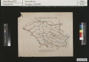 Geschworenenreviere; Übersichtskarte im Bergamtsrevier Freiberg; Inspektionsgrenzen