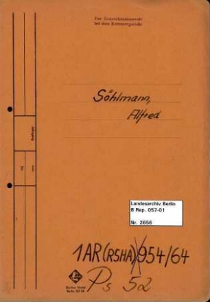 Personenheft Alfred Söhlmann (*11.11.1911), SS-Obersturmführer