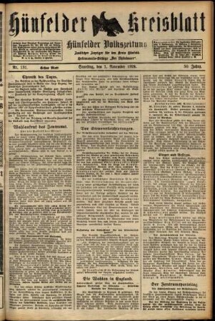 Erste Ausgabe vom Samstag, den 01. November 1924.