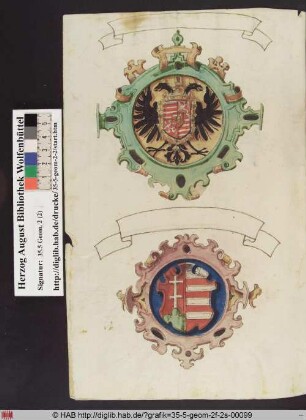 Kartusche mit Wappen und Doppeladler.