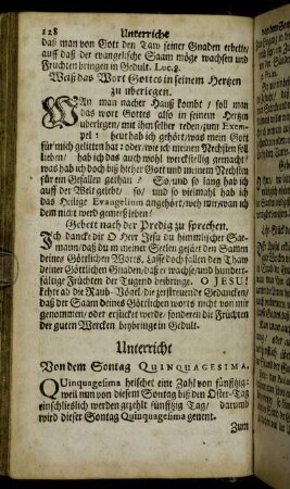 Unterricht Von dem Sontag Quinquagesima. - Unterricht Am Sontag Judica.