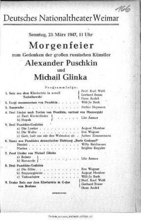 Morgenfeier [...] Alexander Puschkin und Michail Glinka