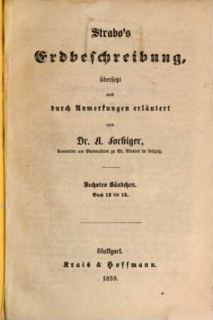 Strabo's Erdbeschreibung, 6. Buch 13 bis 15