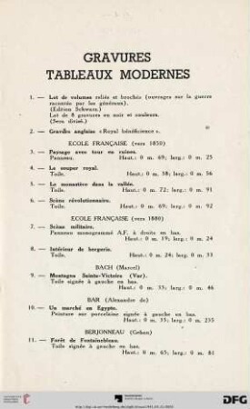 Gravures - Tableaux modernes (Nr. 1-51)