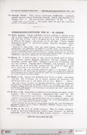 Reisebeschreibungen des 16.-18. Jahrh. (Nr. 901 - 936)
