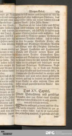Das XV. Capitel. Fernere Betrachtung und gottselige Gedancken über das Gebet eines Christen...