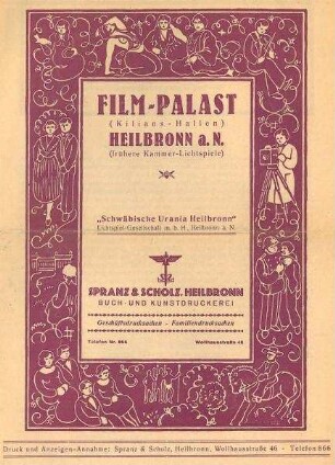 Programmblatt des Film-Palast (Kilianshallen) Schwäbische Urania Heilbronn für den Film "Johanna von Orléans" (Regie Carl Dreyer)