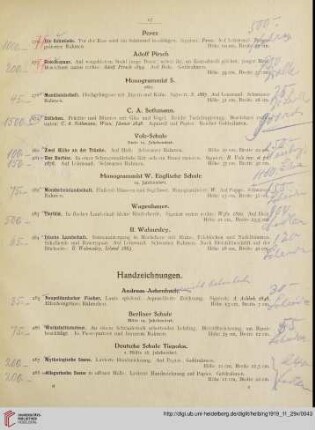 Handzeichnungen und Graphik (Nr. 285-296)