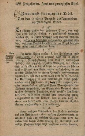 Von den in einem Prozesse vorkommenden nothwendigen Eiden.