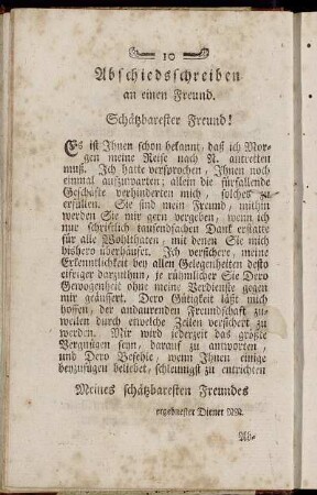 Abschiedsschreiben an einen Freund