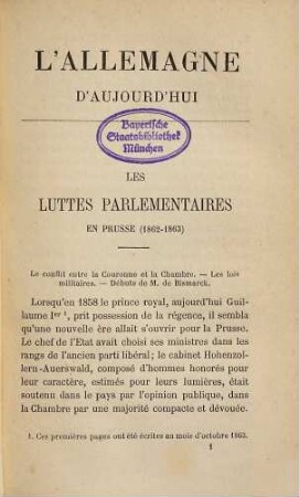 L'Allemagne d'aujourd'hui 1862 - 1882 : Études politiques, sociales et littéraires par Alexandre Peÿ