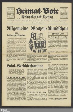 Heimat-Bote : Wochenblatt und Anzeiger für Auerbach, Dorfchemnitz, Gornsdorf, Günsdorf, Hormersdorf, Meinersdorf und Nachbarorte