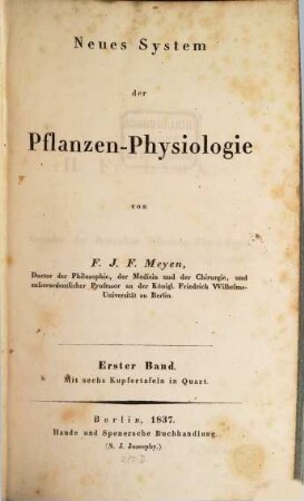 Neues System der Pflanzen-Physiologie, 1 : Mit 6 Kupfern