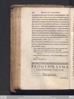 Progymnasma Tricesimum Tertium. Vacationes. Petrus, Hilarius.