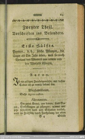 Zweyter Theil. Vorschriften ins Besondere